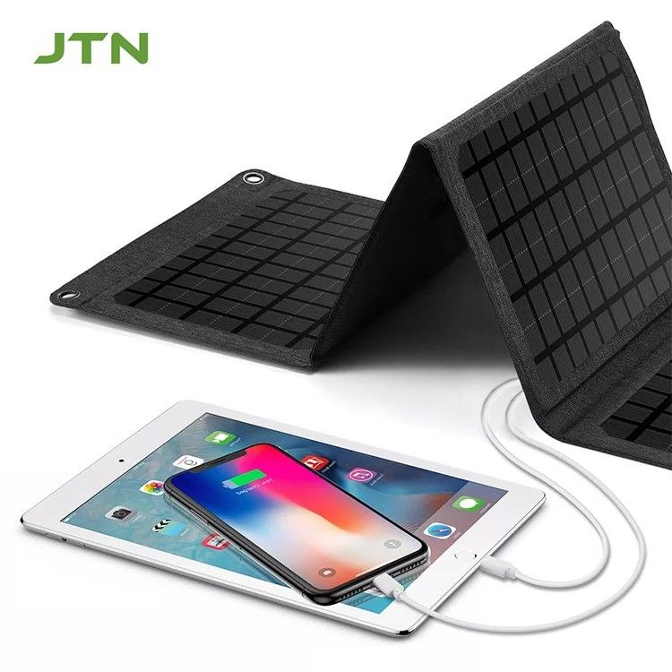 شاحن ألواح الطاقة الشمسية القابلة للطي 24W/30W لجهاز كمبيوتر محمول وهاتف للتخييم في الهواء الطلق
